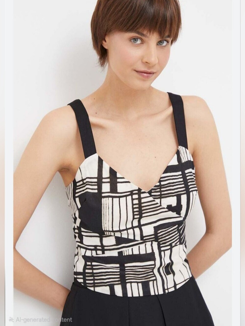 Dkny Black and White Printed Crop Top Size XL, New W/tag!